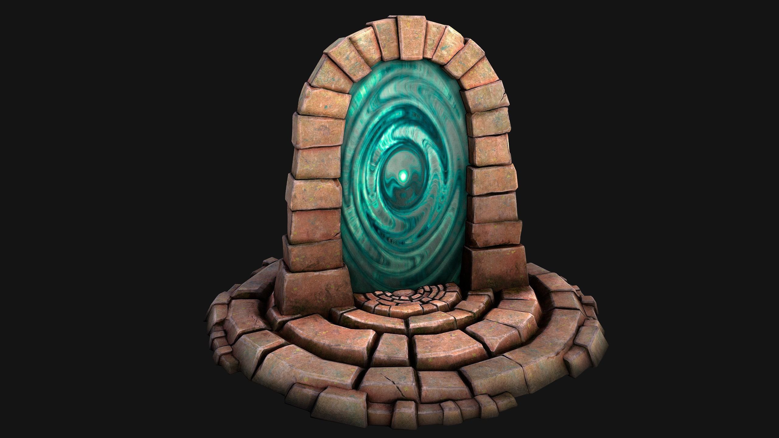 Medieval Portal Teleport in Jungle Ruins for Unreal and Unity Low-poly 3D model_20