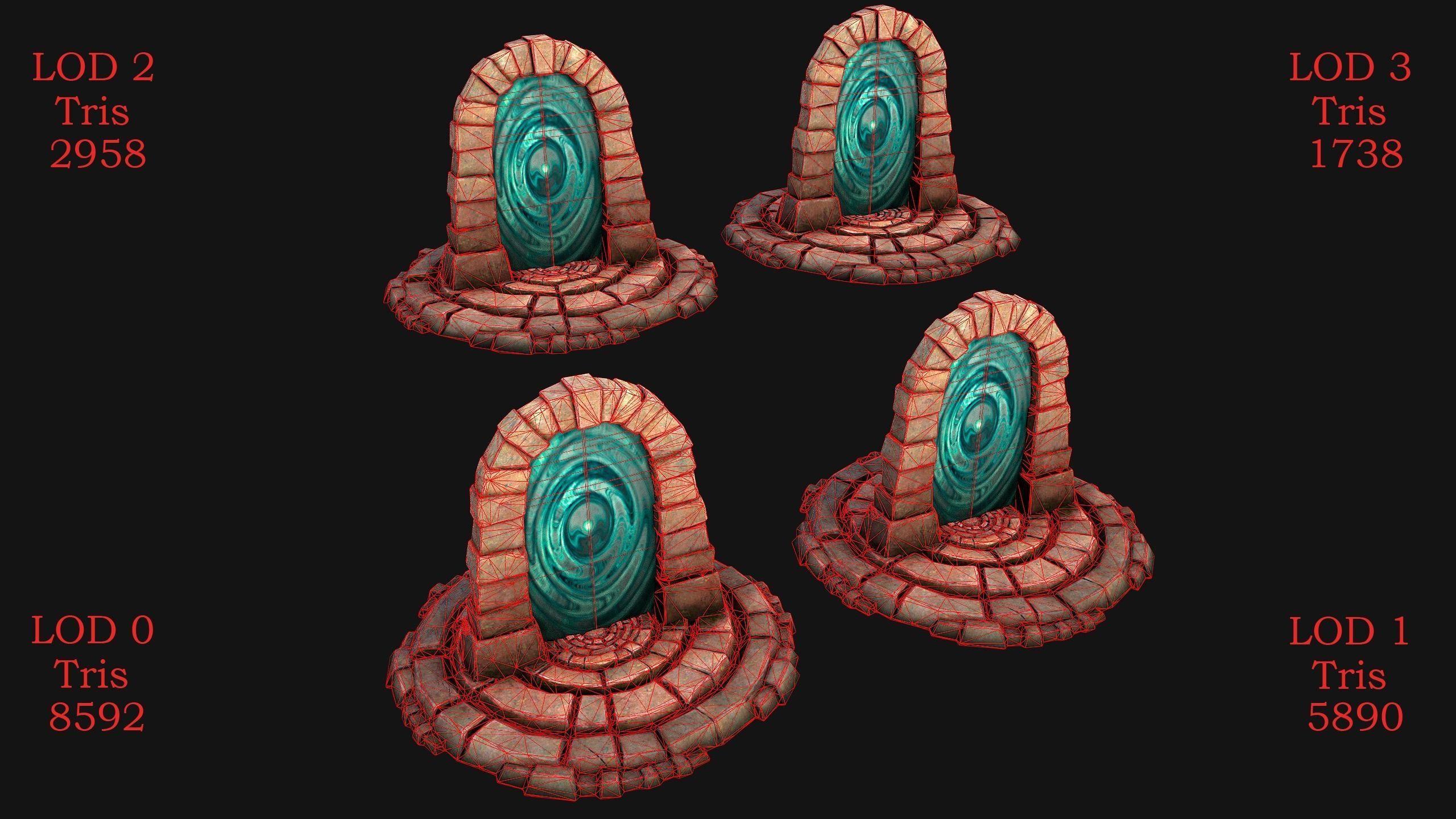 Medieval Portal Teleport in Jungle Ruins for Unreal and Unity Low-poly 3D model_2