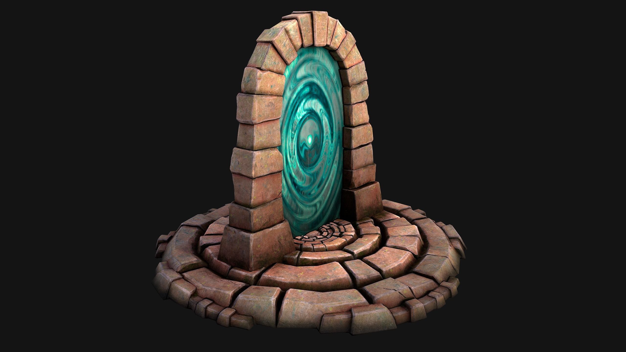 Medieval Portal Teleport in Jungle Ruins for Unreal and Unity Low-poly 3D model_17