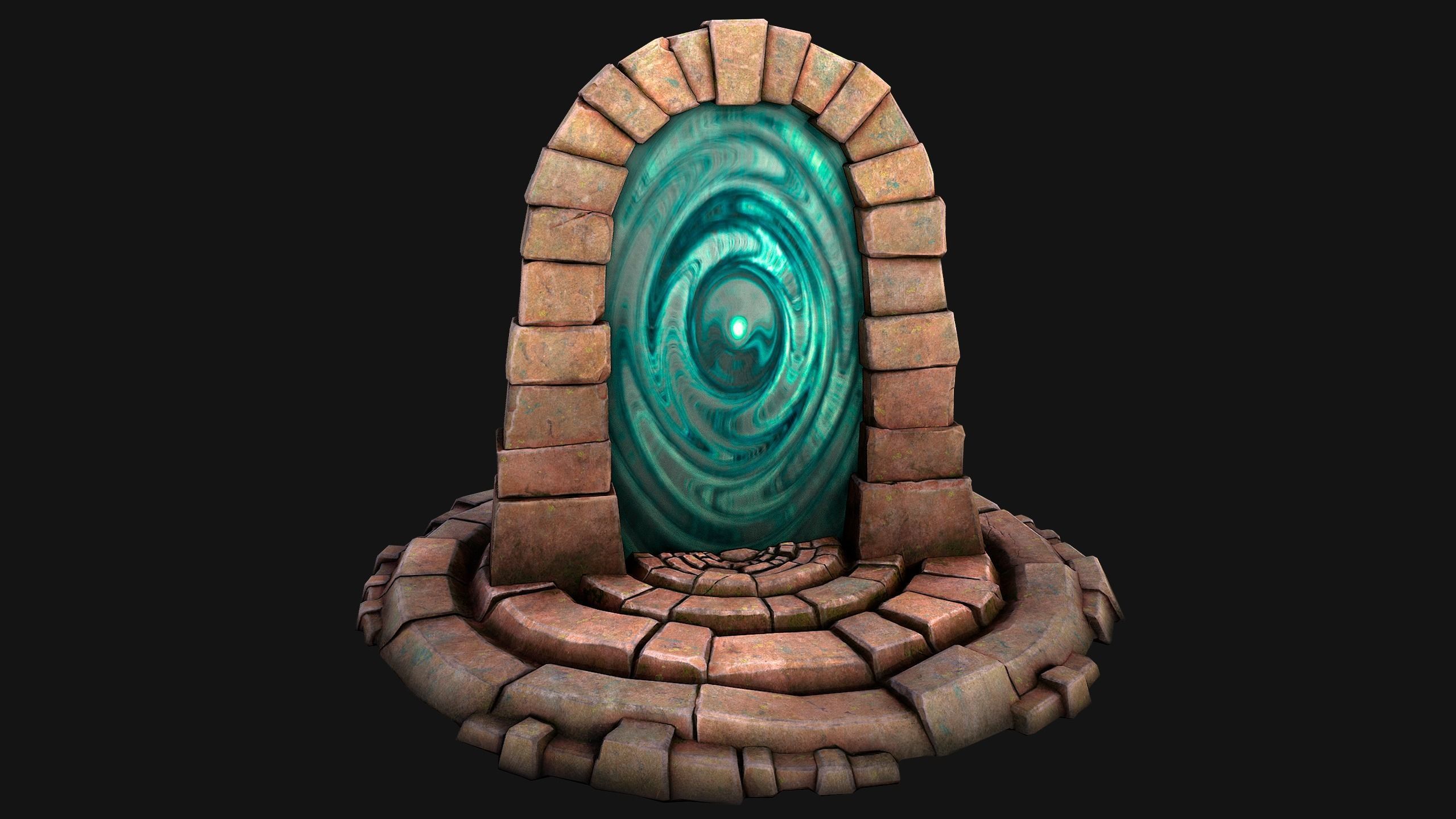 Medieval Portal Teleport in Jungle Ruins for Unreal and Unity Low-poly 3D model_6