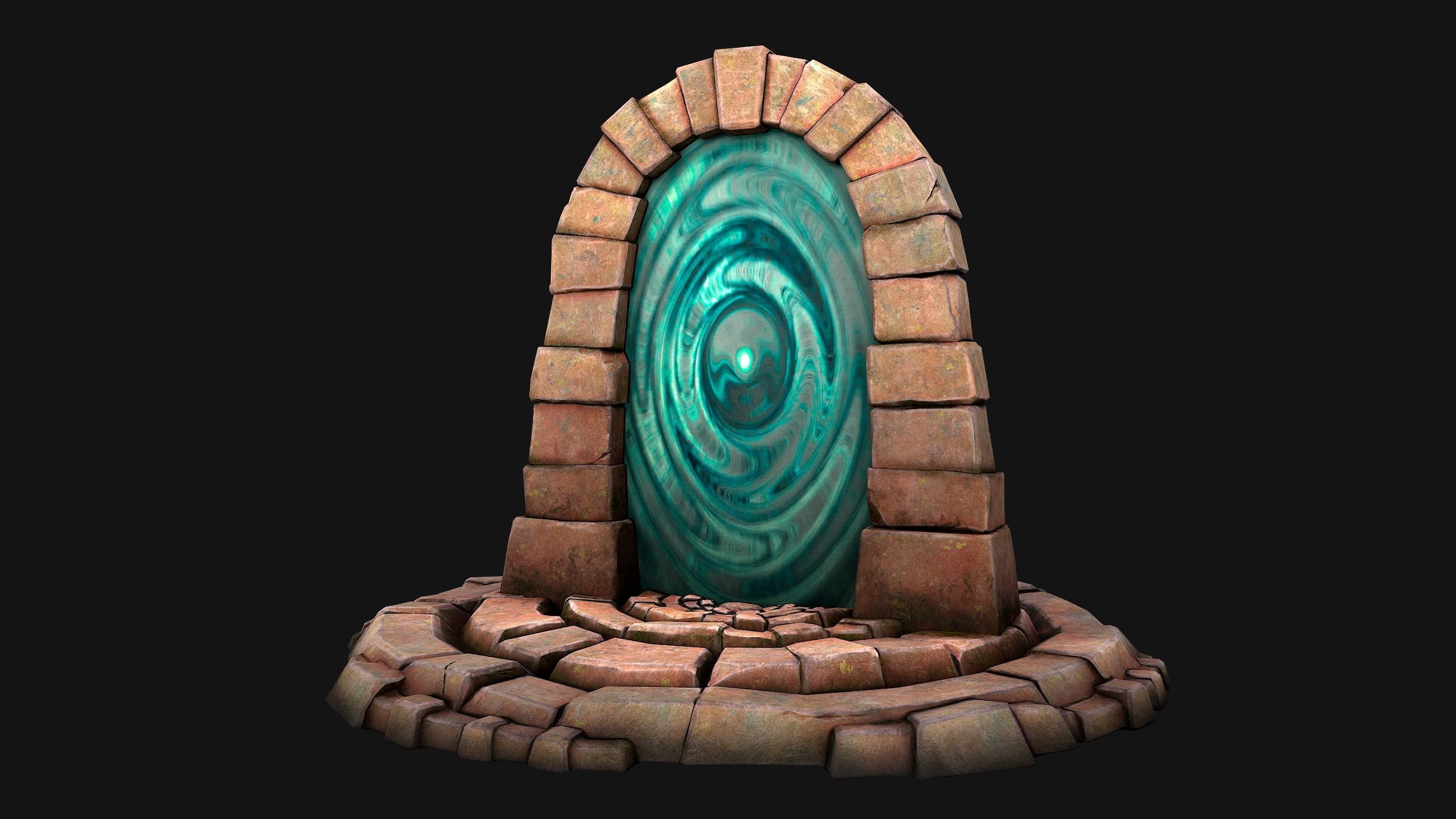 Medieval Portal Teleport in Jungle Ruins for Unreal and Unity Low-poly 3D model_22