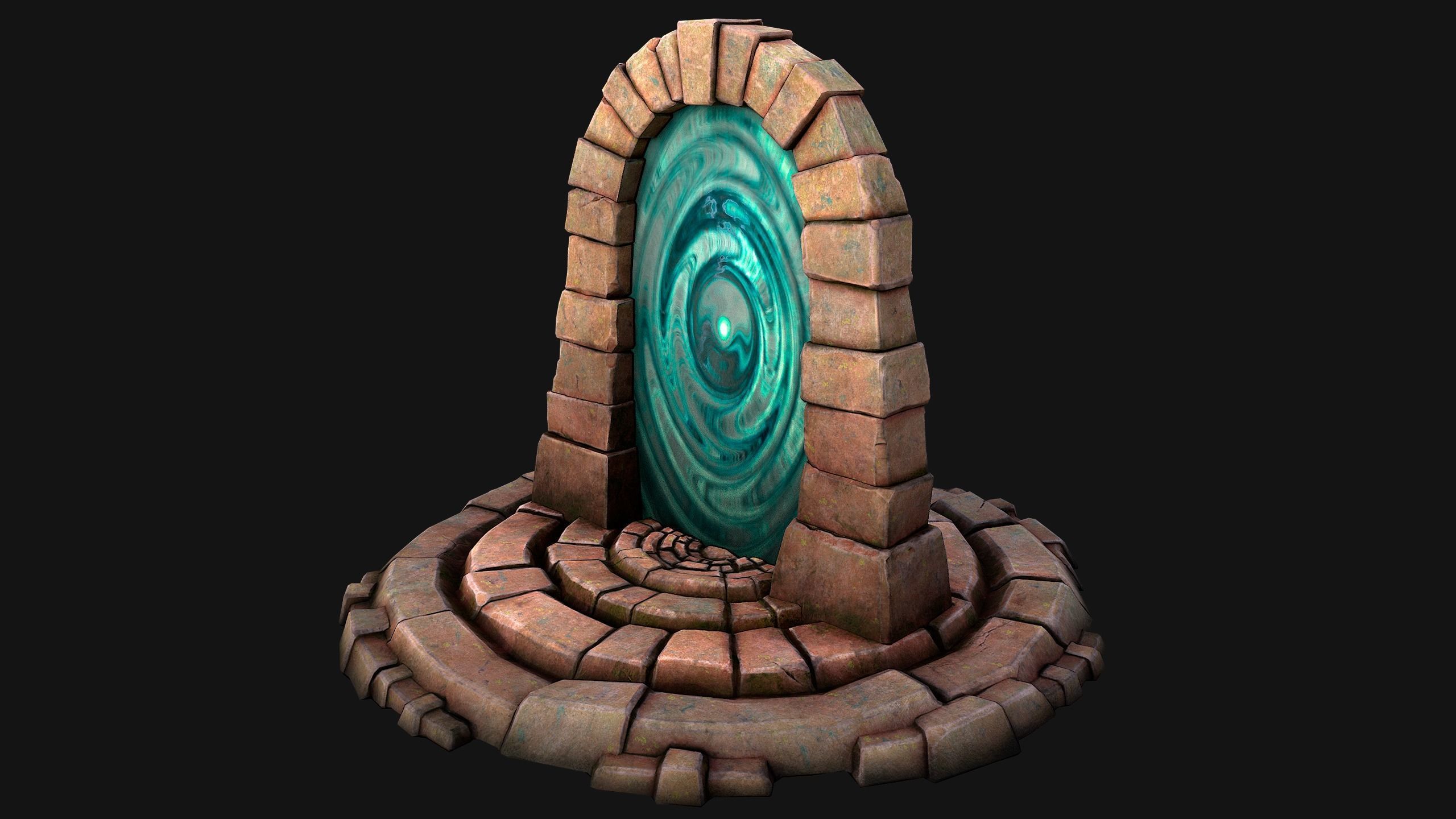 Medieval Portal Teleport in Jungle Ruins for Unreal and Unity Low-poly 3D model_10