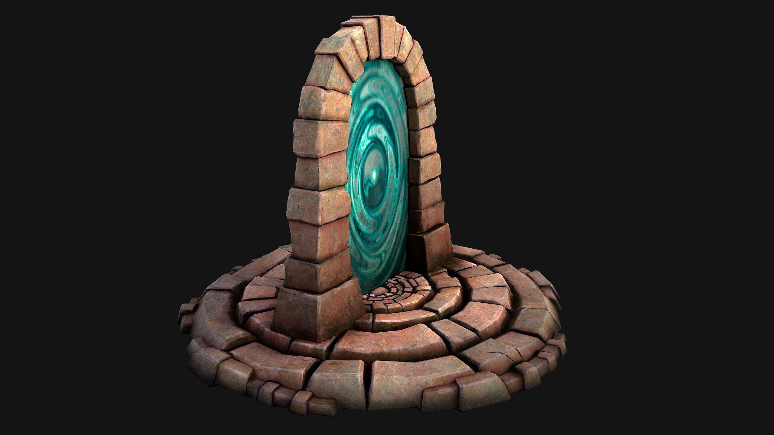 Medieval Portal Teleport in Jungle Ruins for Unreal and Unity Low-poly 3D model_16