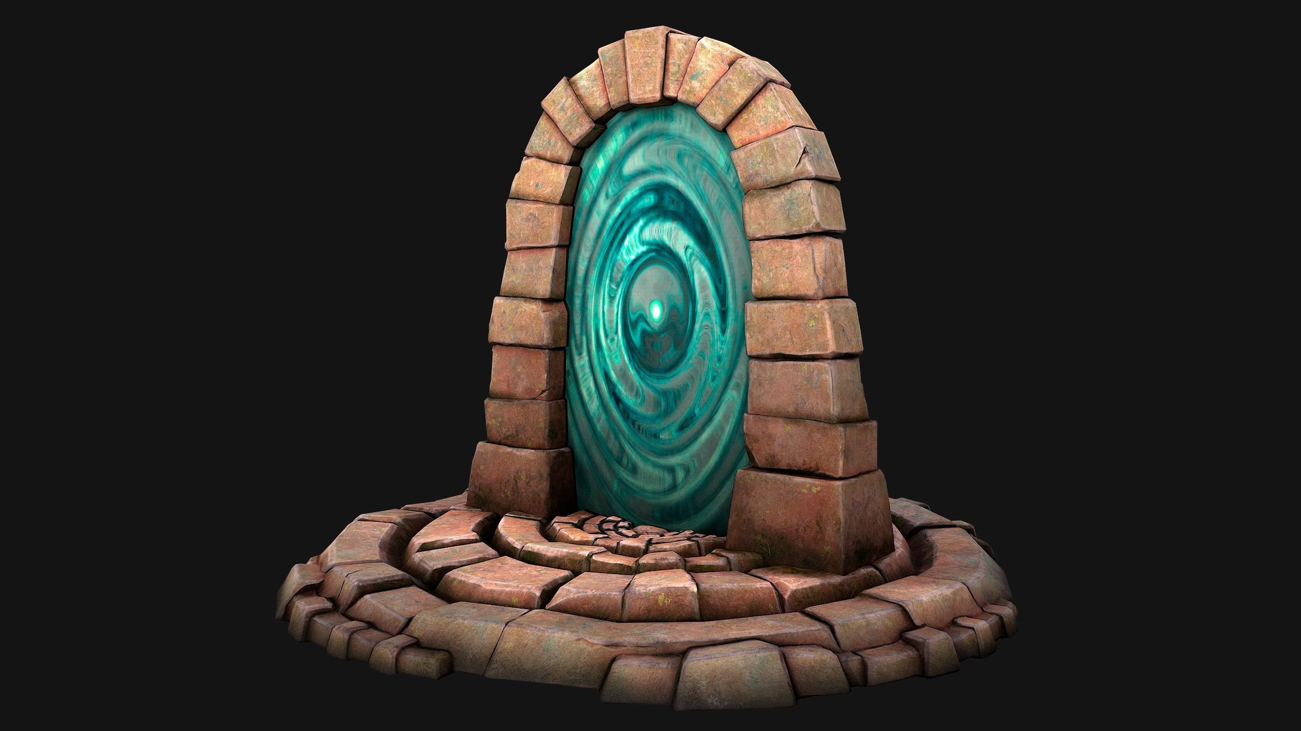 Medieval Portal Teleport in Jungle Ruins for Unreal and Unity Low-poly 3D model_23