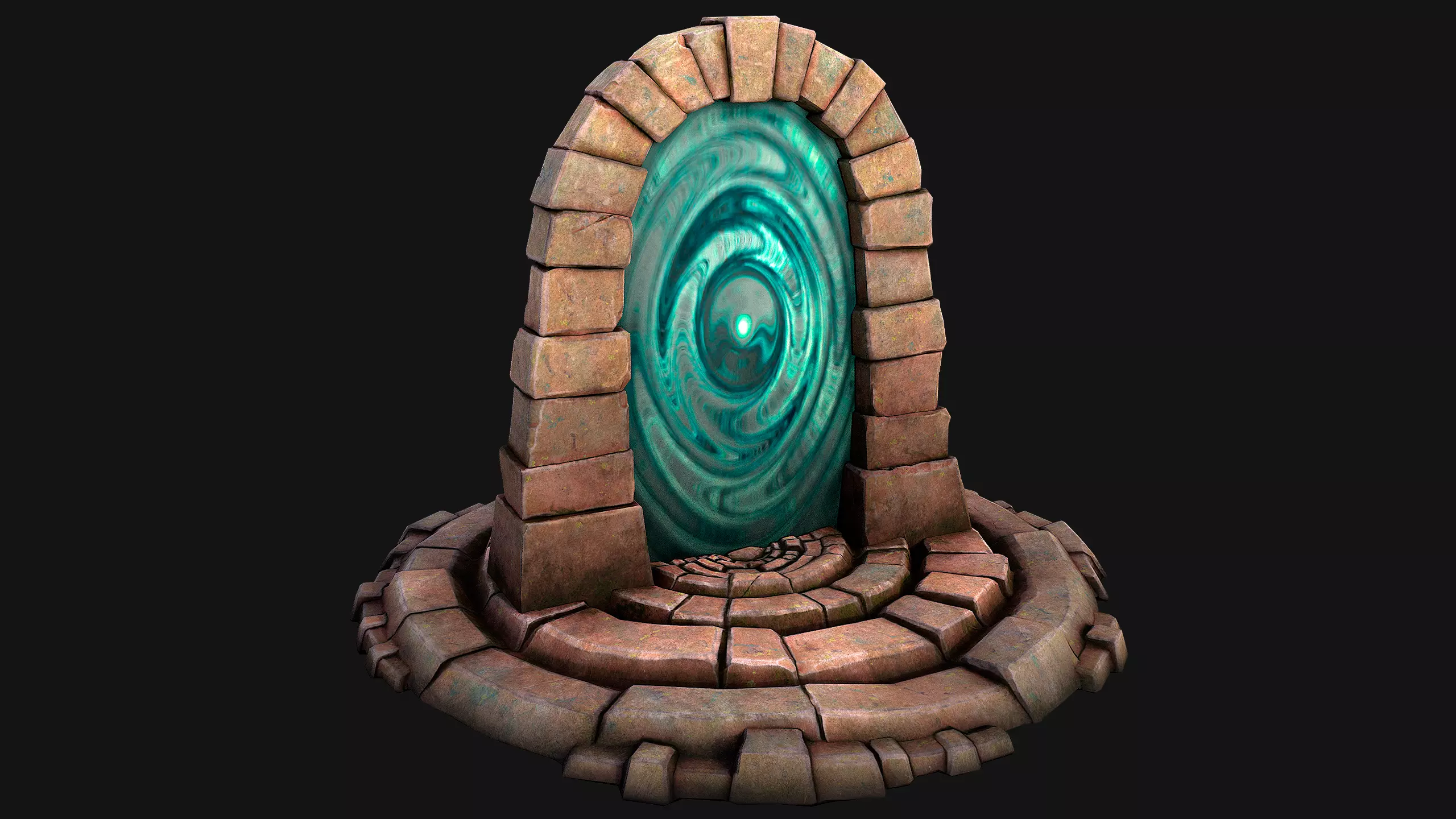 Medieval Portal Teleport in Jungle Ruins for Unreal and Unity Low-poly 3D model_0