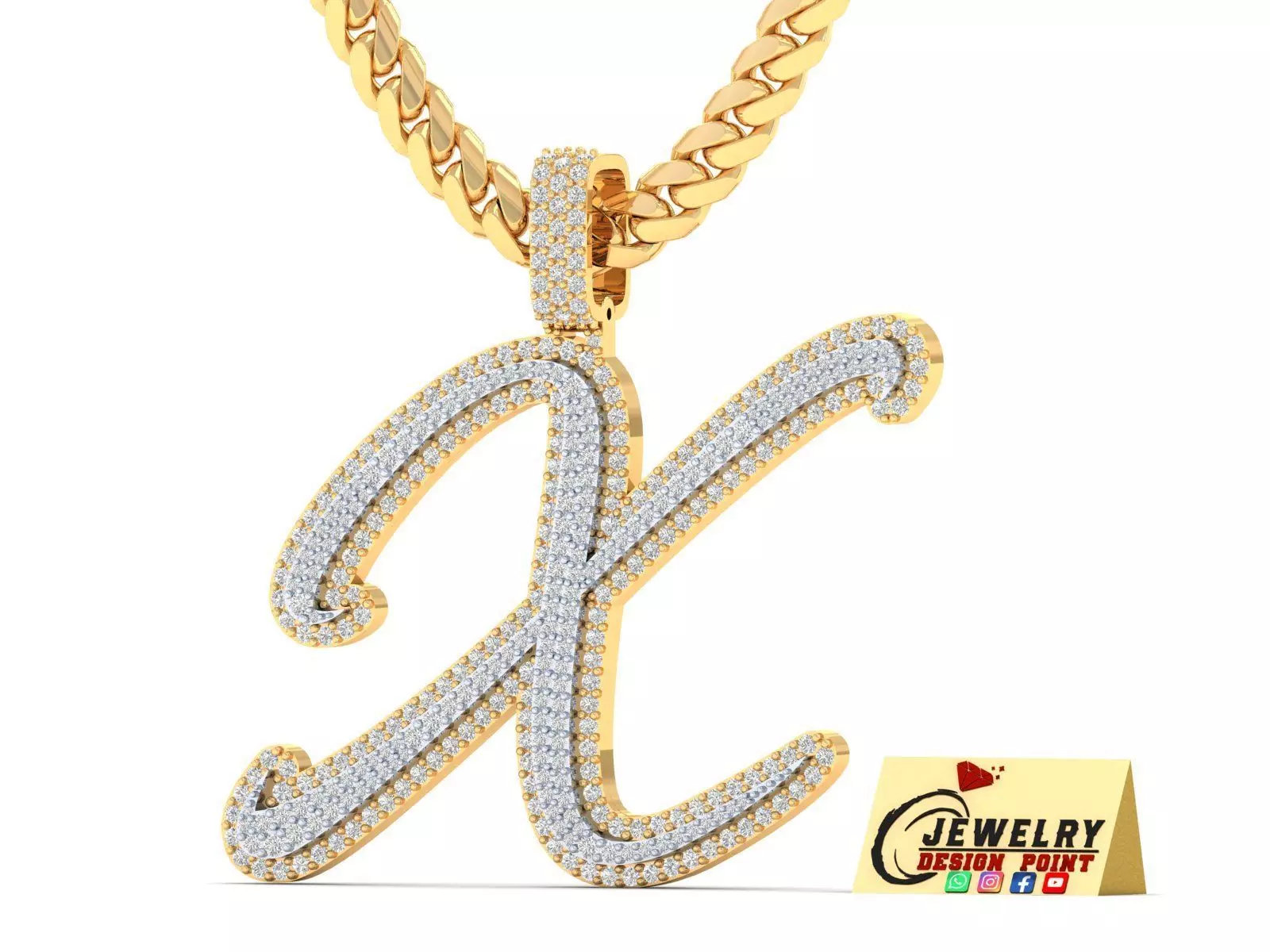 Custom Initial X Letter Diamond Pendant A to Z Alphabet Necklace 3D print model