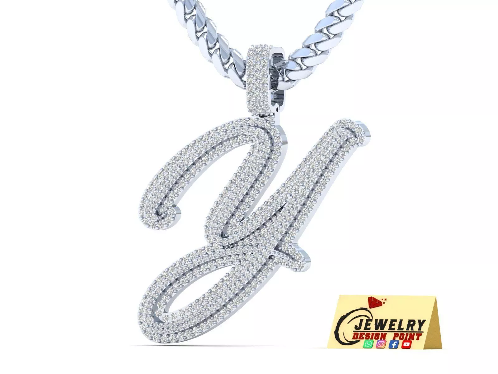 Custom Initial Y Letter Diamond Pendant A to Z Alphabet Necklace 3D print model
