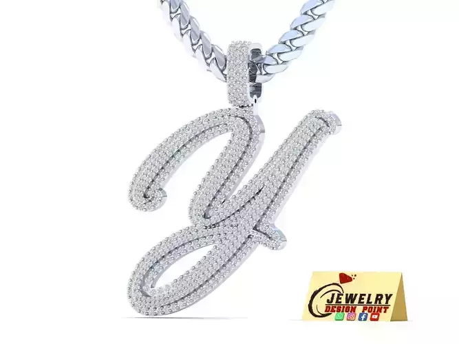 Custom Initial Y Letter Diamond Pendant A to Z Alphabet Necklace