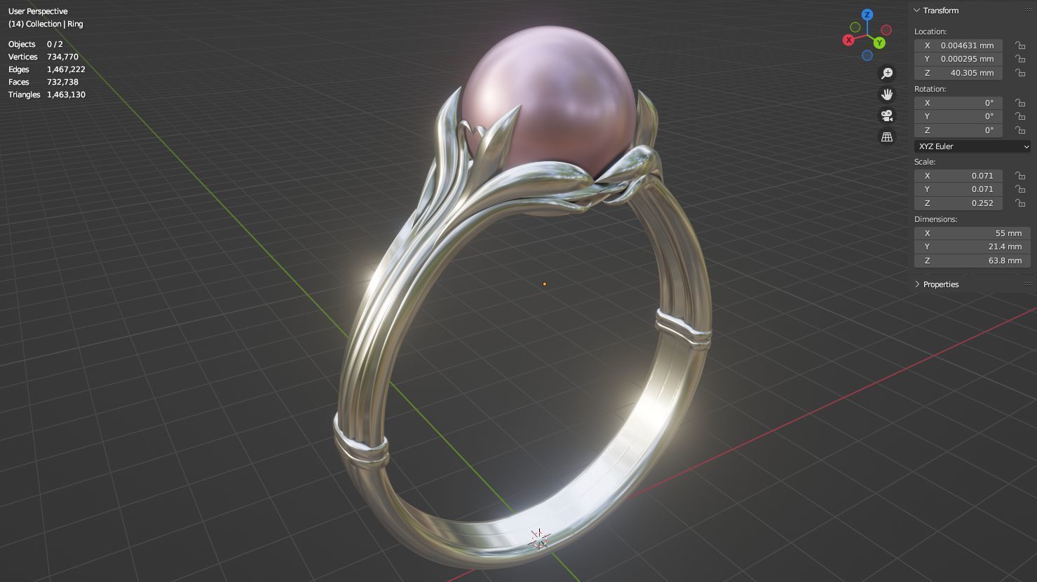 Pearl ring set 3D model collectible models 3D model_38