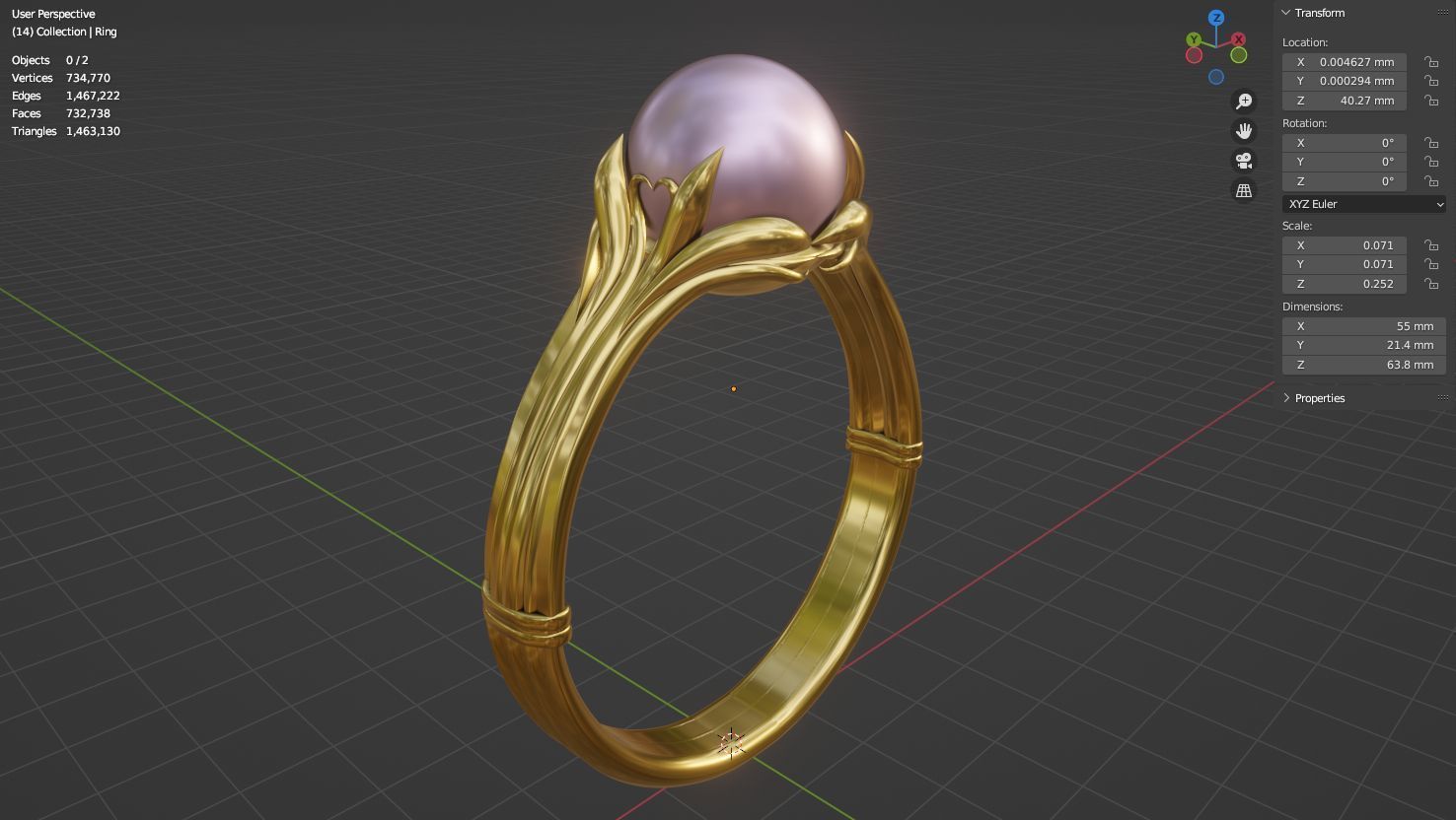 Pearl ring set 3D model collectible models 3D model_36