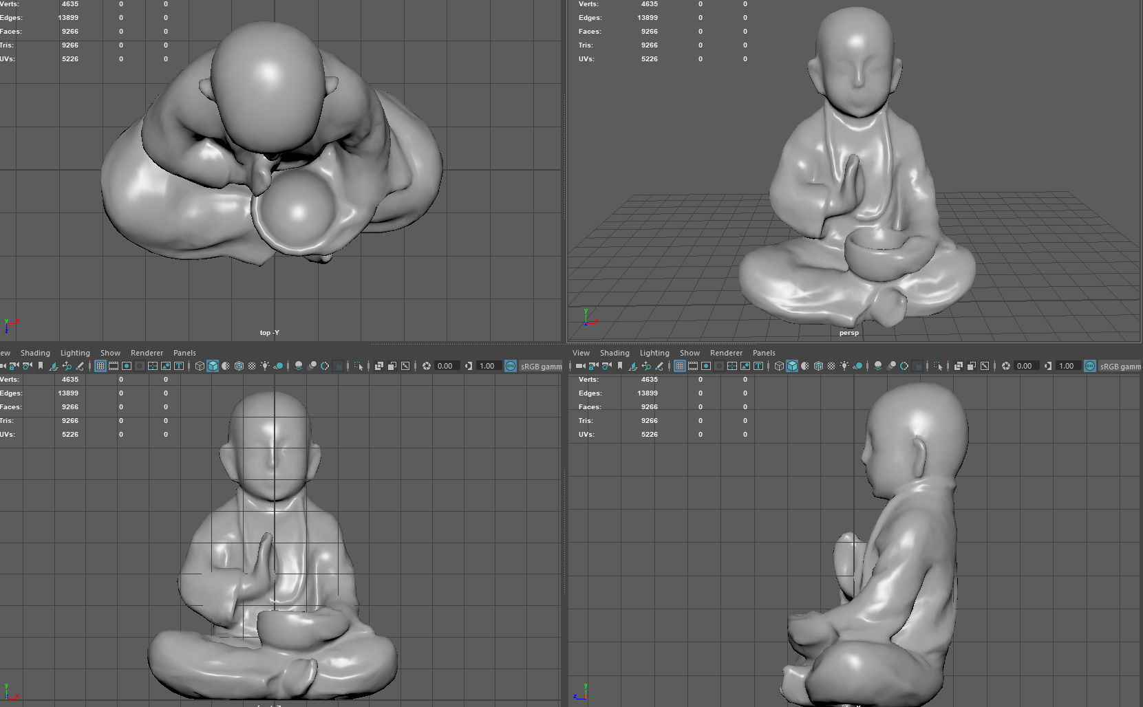 CHILD BUDDHA STATUE Low-poly 3D model_7