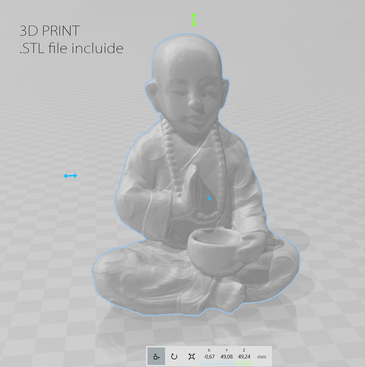 CHILD BUDDHA STATUE Low-poly 3D model_9