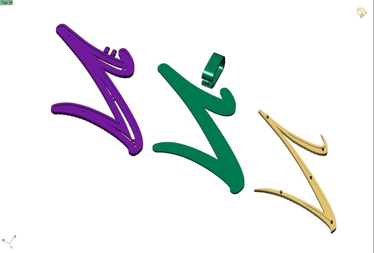 Custom Initial Z Letter Diamond Pendant A to Z Alphabet Necklace 3D print model_10