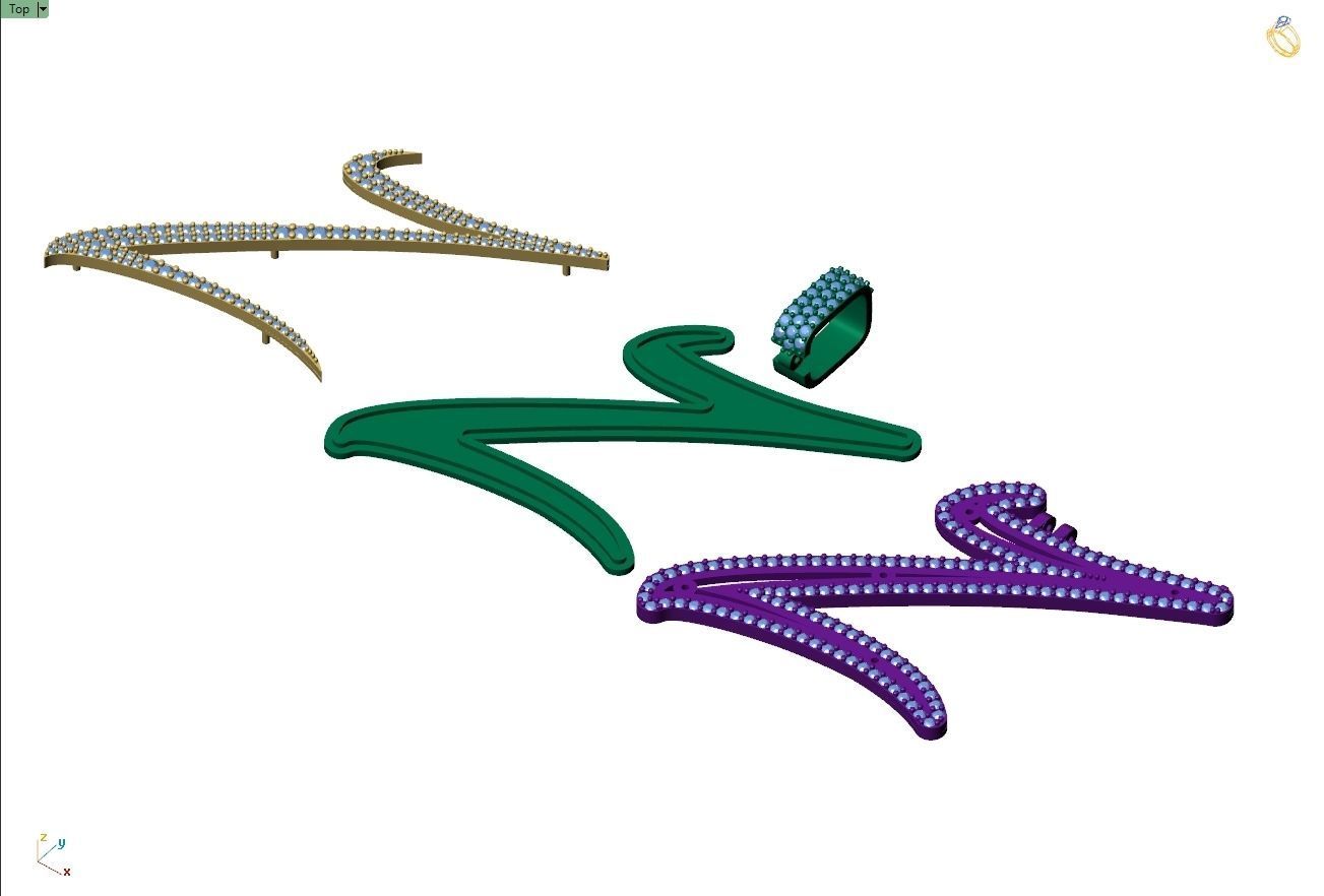 Custom Initial Z Letter Diamond Pendant A to Z Alphabet Necklace 3D print model_9