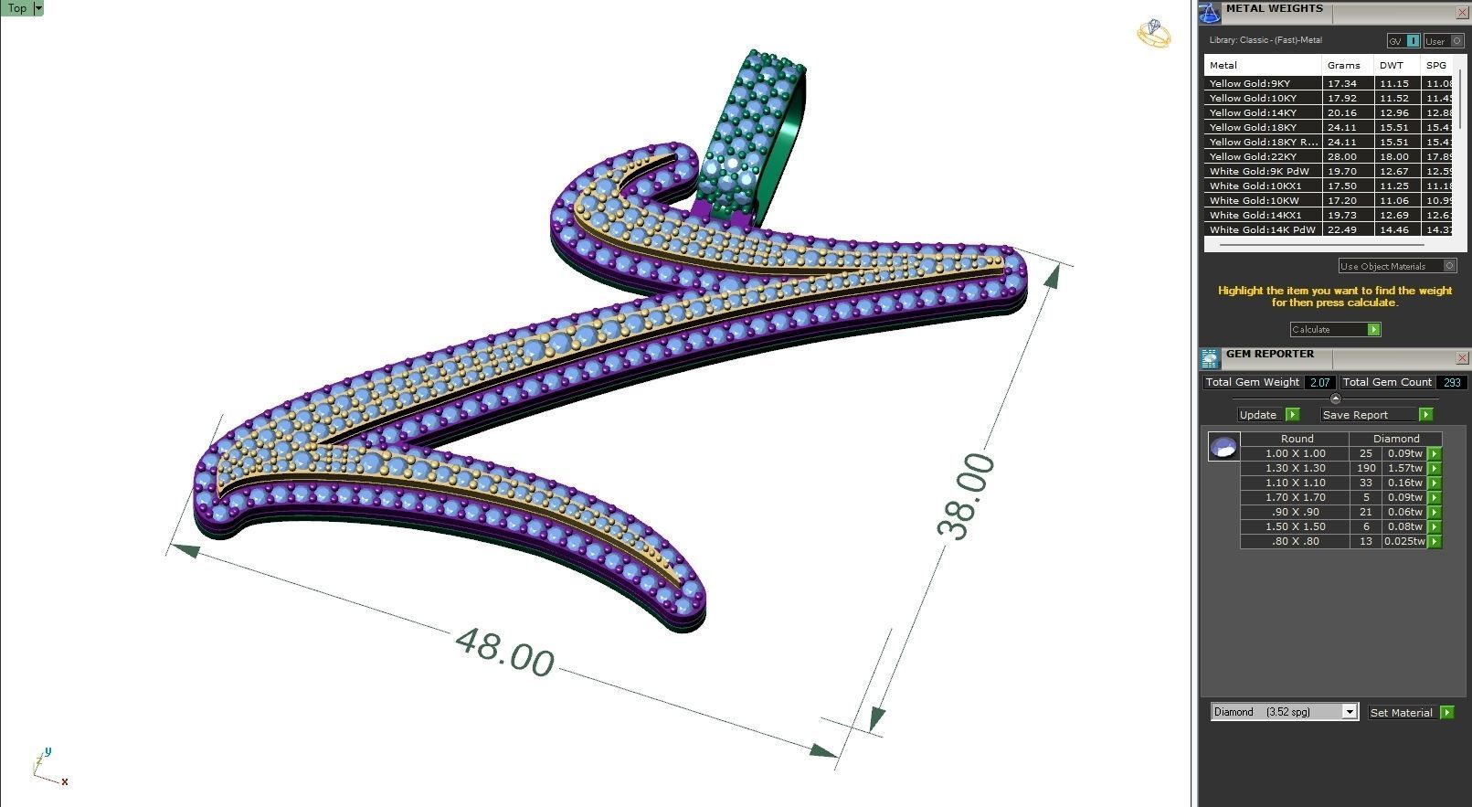 Custom Initial Z Letter Diamond Pendant A to Z Alphabet Necklace 3D print model_6