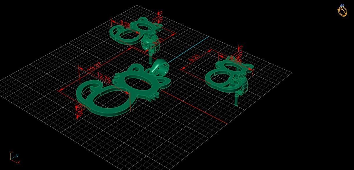 Cat Pendant and Earring STL OBJ 3DM 3D print model_6