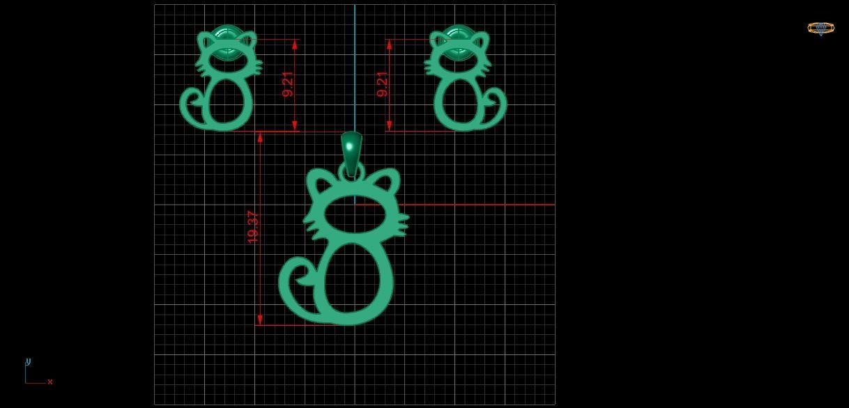 Cat Pendant and Earring STL OBJ 3DM 3D print model_7