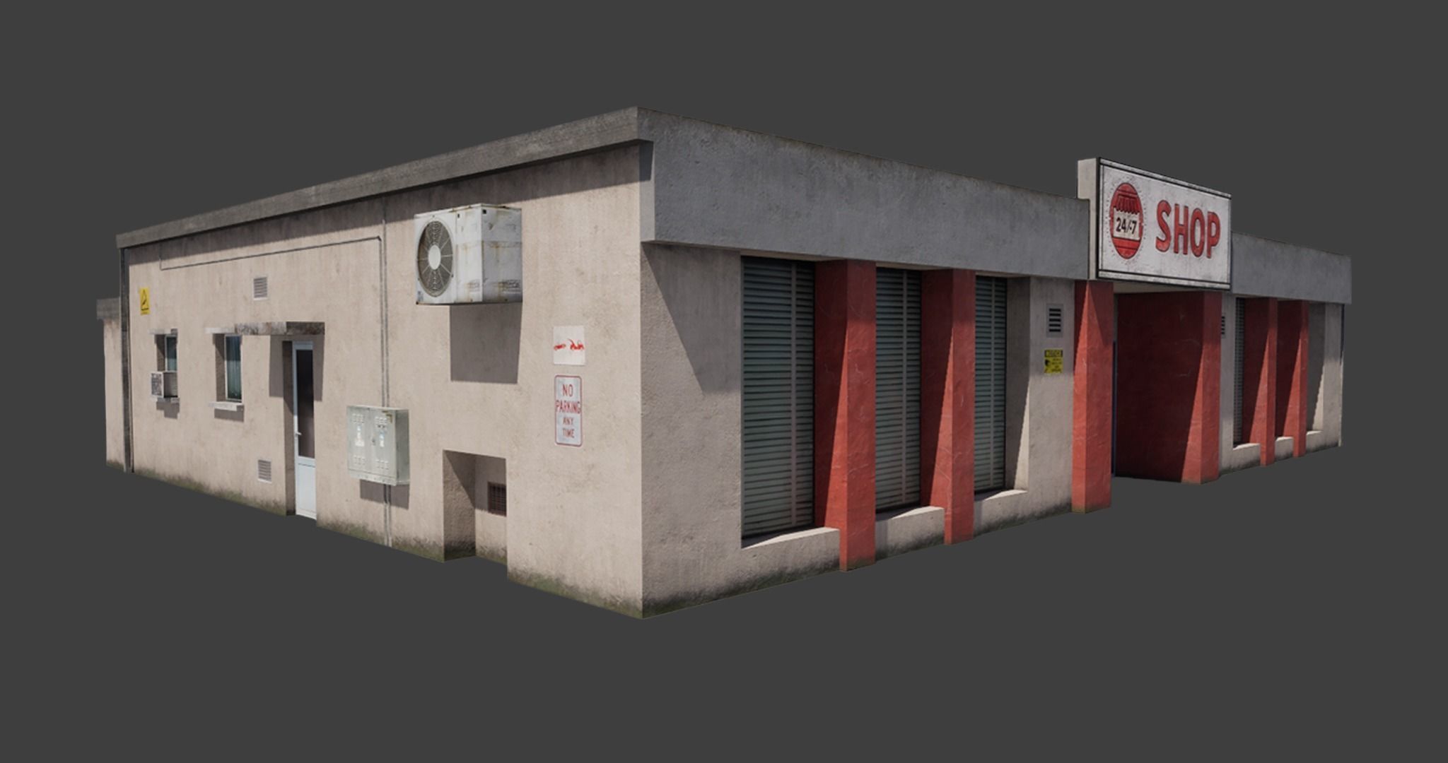 Building shop City Village Work Street Low-poly 3D model Low-poly 3D model_1