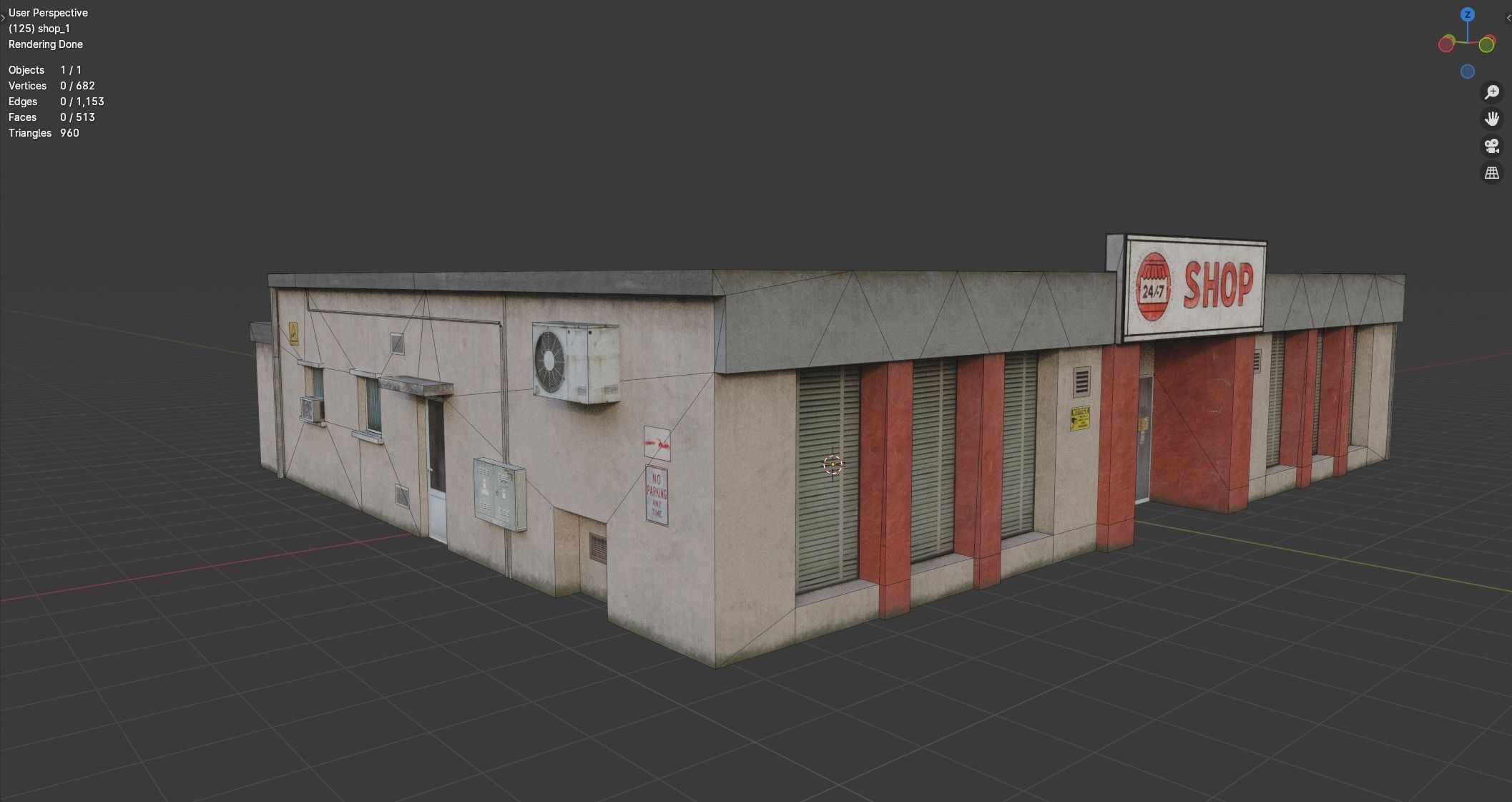 Building shop City Village Work Street Low-poly 3D model Low-poly 3D model_6