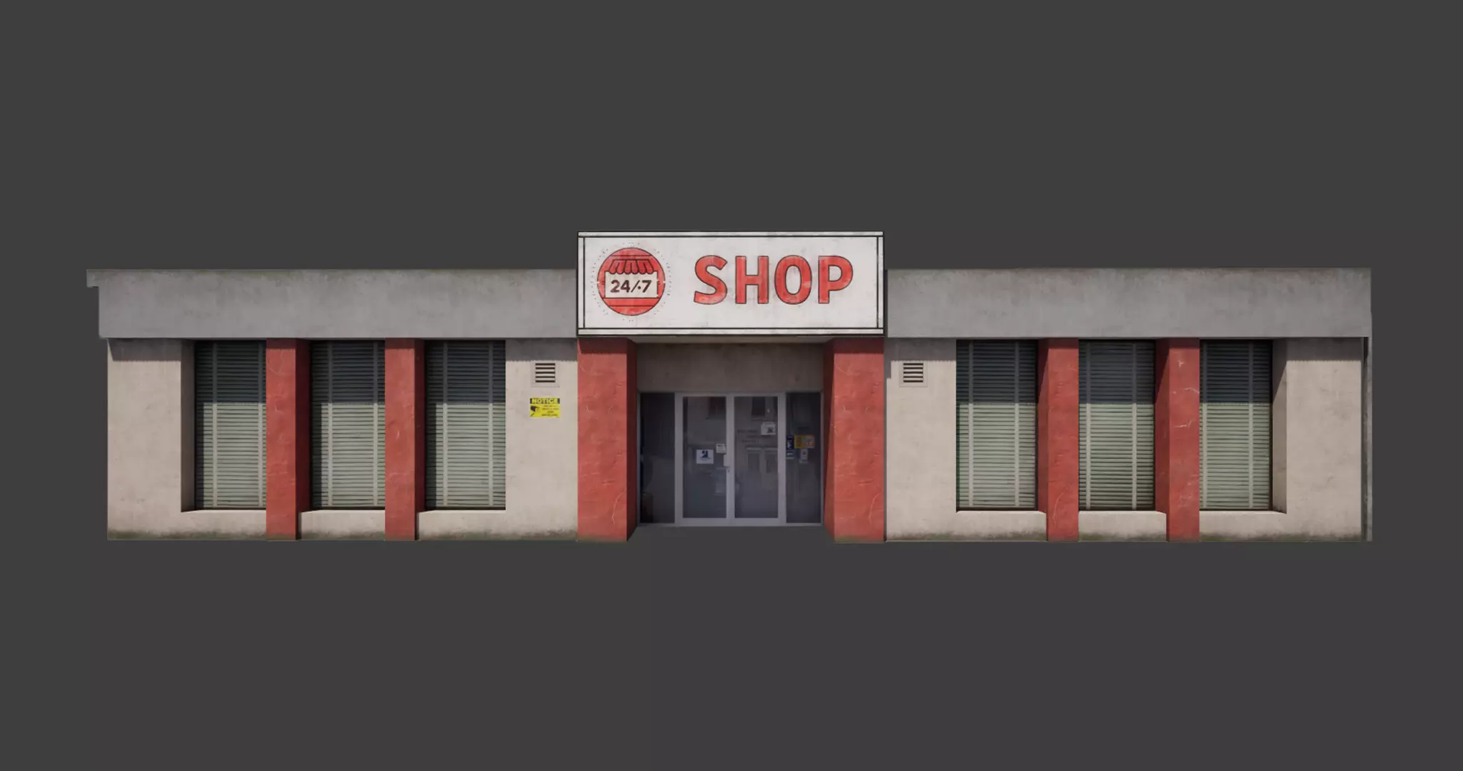 Building shop City Village Work Street Low-poly 3D model Low-poly 3D model_0