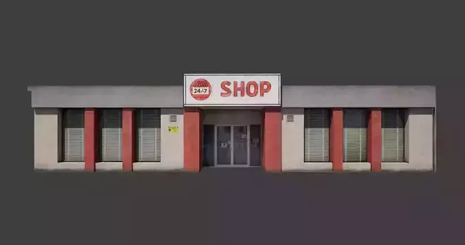 Building shop City Village Work Street Low-poly 3D model Low-poly 3D model