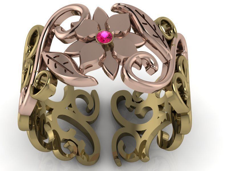 ring folwer 3D print model_11