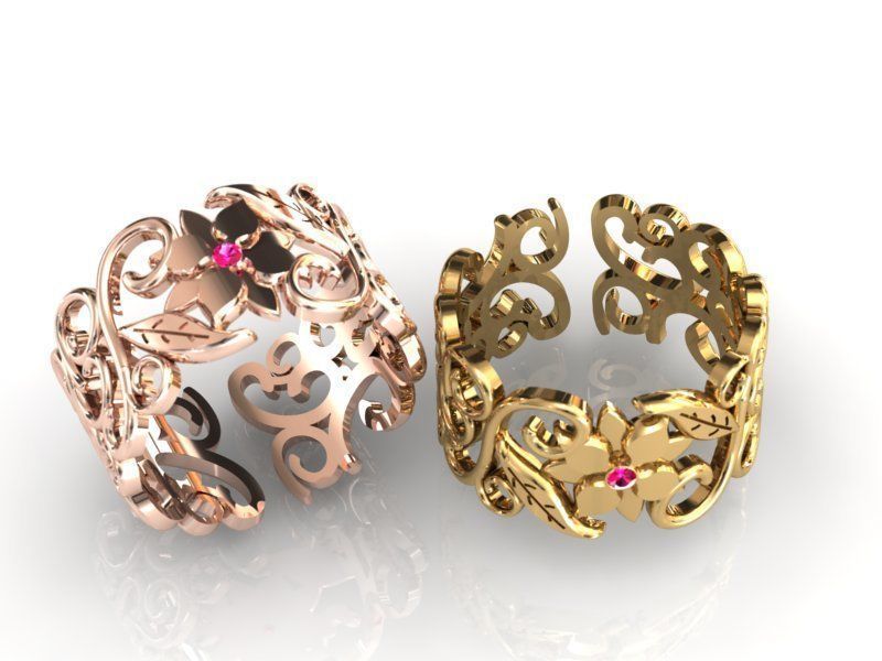 ring folwer 3D print model_6