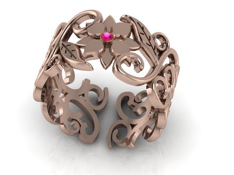 ring folwer 3D print model_2