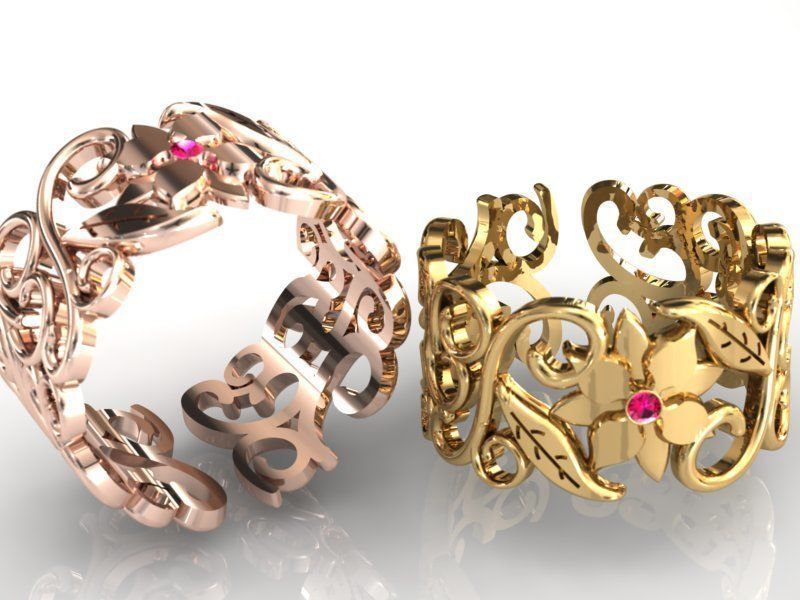 ring folwer 3D print model_5