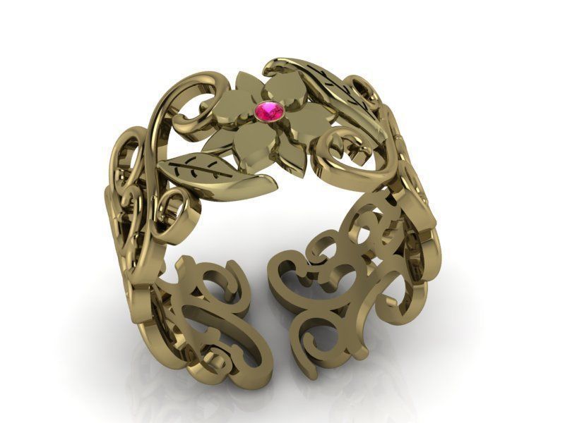 ring folwer 3D print model_7