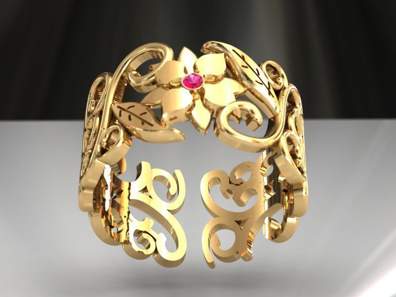 ring folwer 3D print model_4