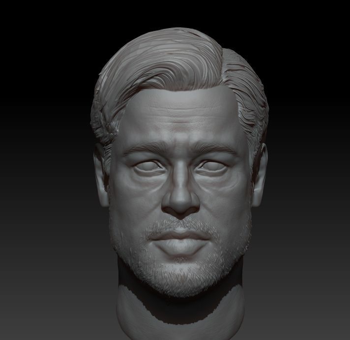 Brad Pitt one sixth scale Head 3D print model_2