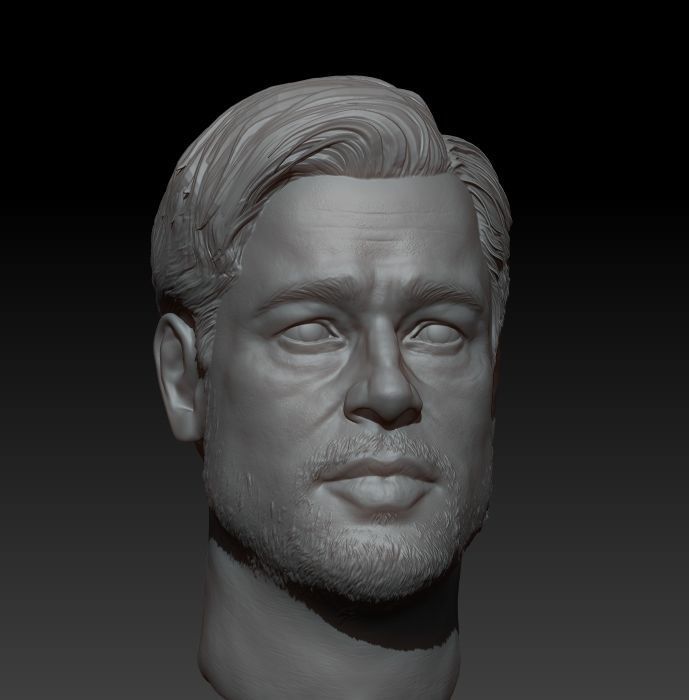 Brad Pitt one sixth scale Head 3D print model_1
