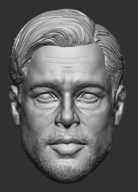 Brad Pitt one sixth scale Head 3D print model_3