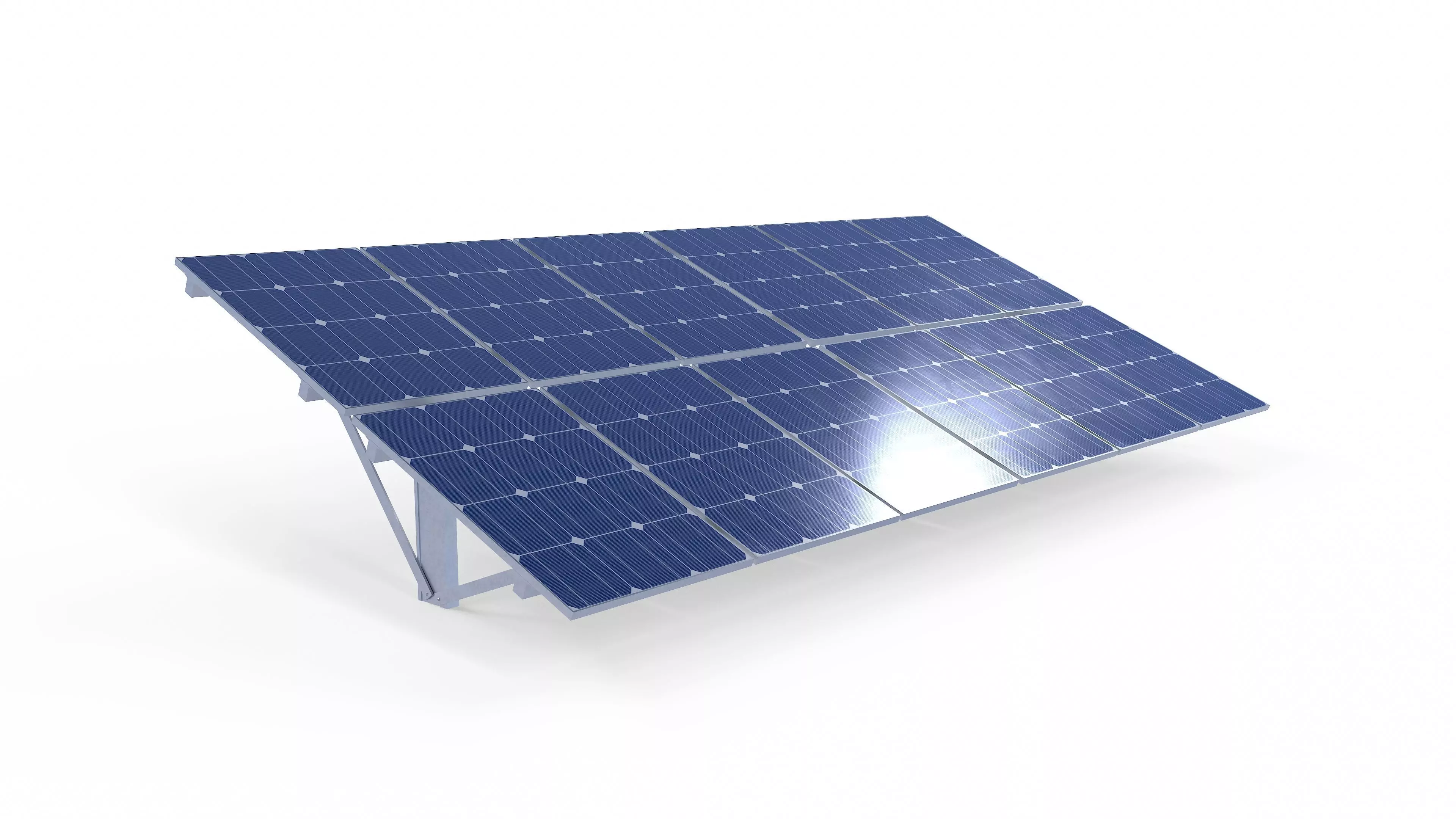 Solar Panel on Rack Low-poly 3D model