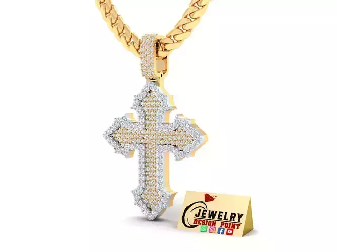 Custome Catholic Cross Diamond Pendant - Christian Necklace