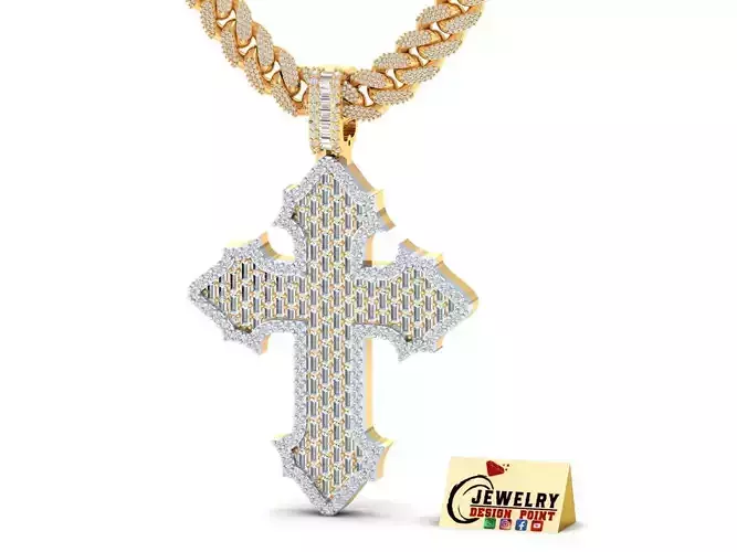 Custome Catholic Cross Diamond Pendant - Christian Necklace