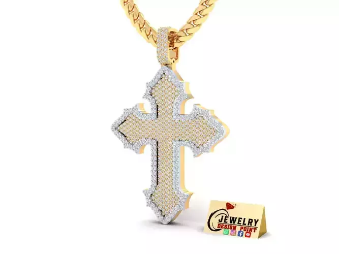 Custome Catholic Cross Diamond Pendant - Christian Necklace