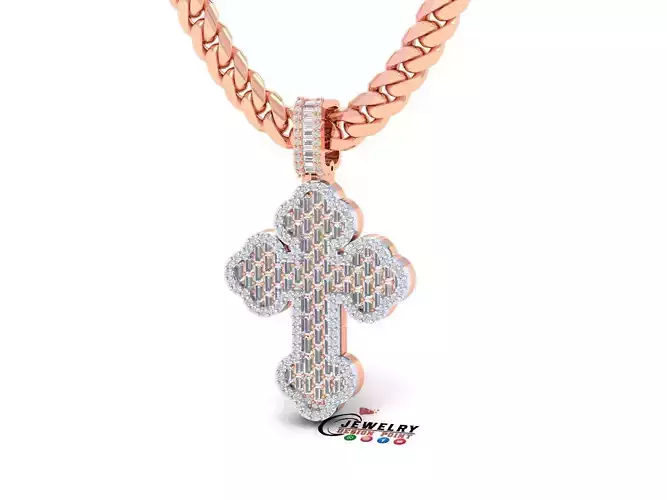 Custome Gothic Cross Diamond Pendant - Christian Necklace