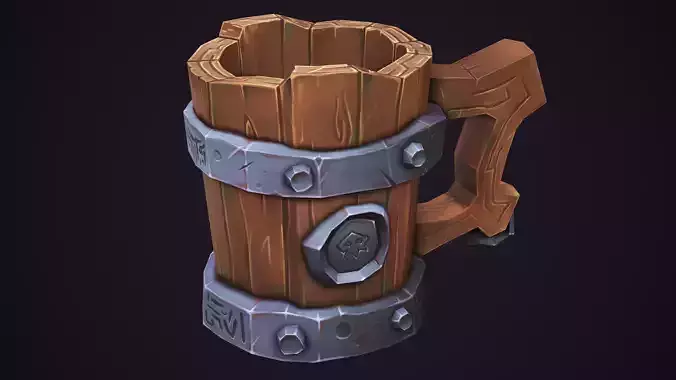 Stylized Viking Wooden Beer Mug