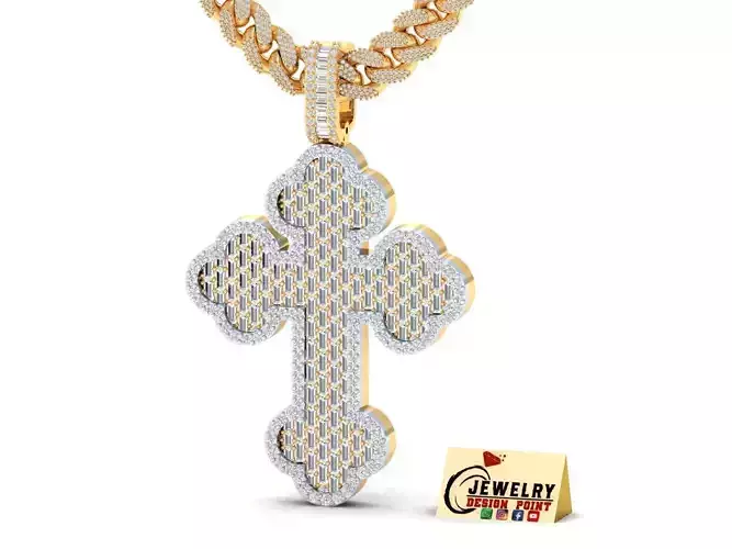 Custome Gothic Cross Diamond Pendant - Christian Necklace