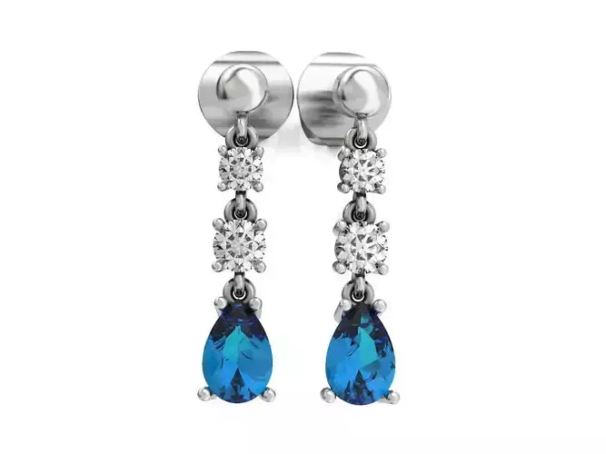 Drop Stone Studded Long  Earring 1166