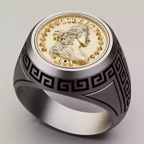 Draped Bust Dollar American coin printable jewelry Ring
