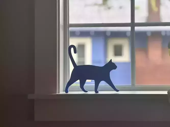 Running Cat Door Topper Window Sill Ornament 