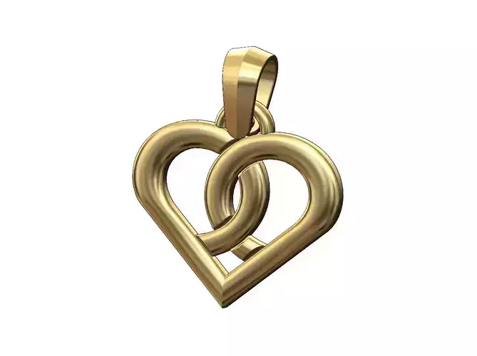 Open overlapping heart pendant with bail