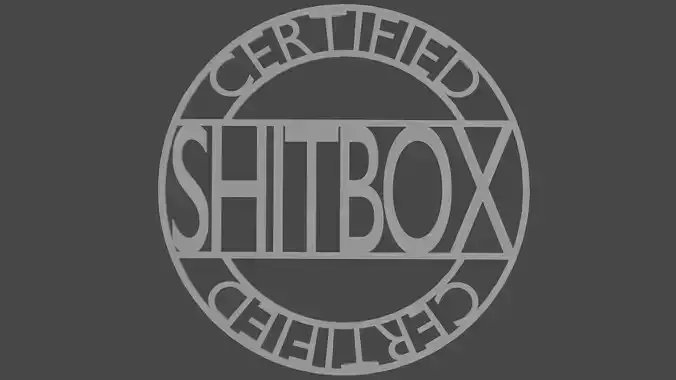 Certified Shitbox badge for car