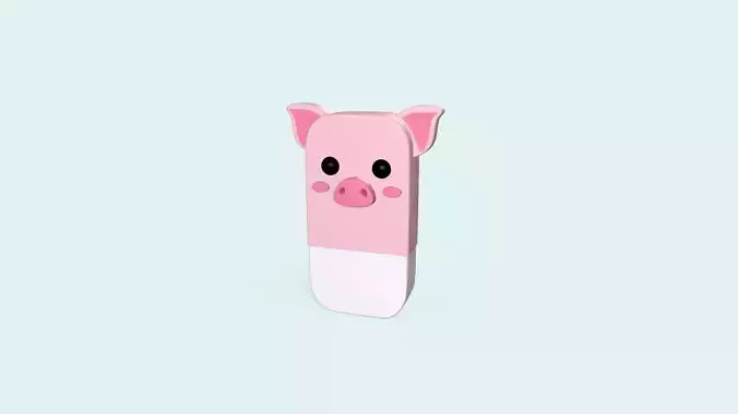 Pig Eraser Cute Low-poly 3D model
