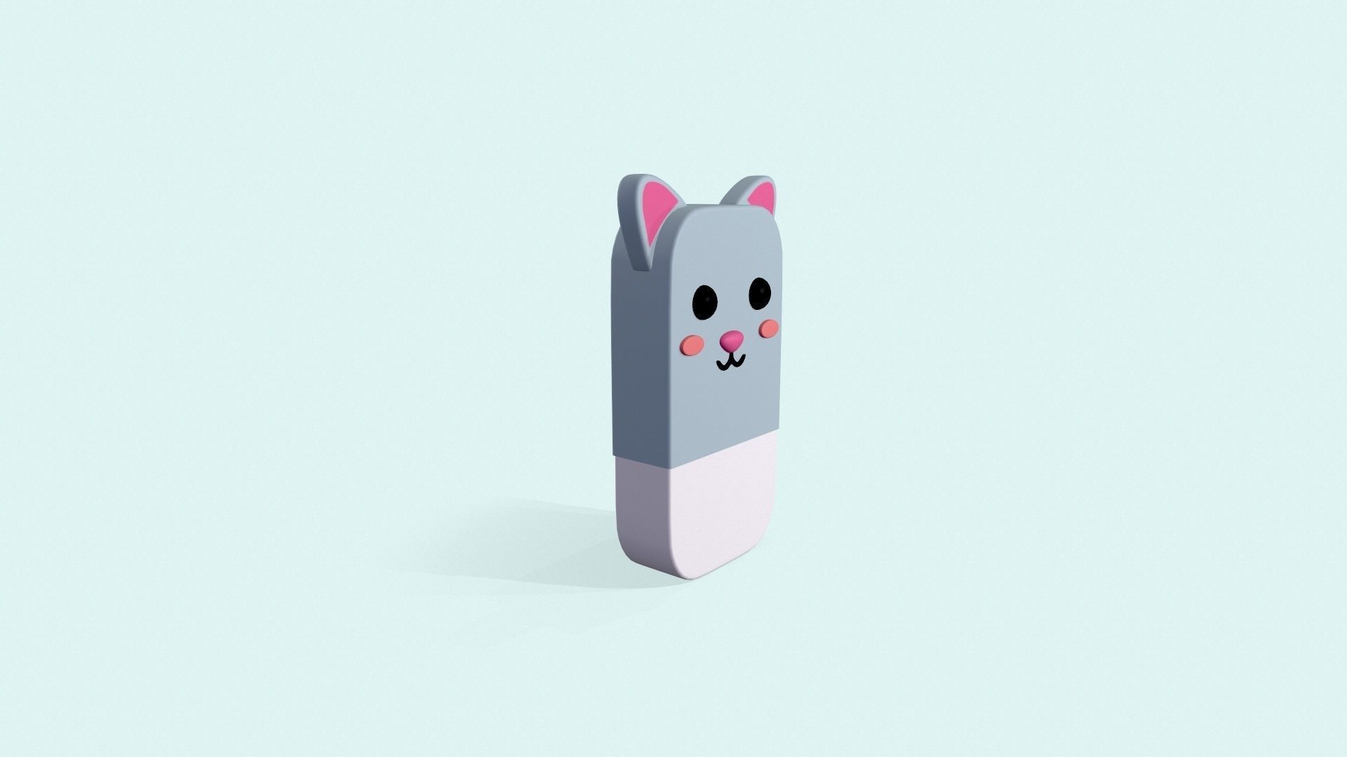 Rabbit Eraser Cute Low-poly 3D model_7