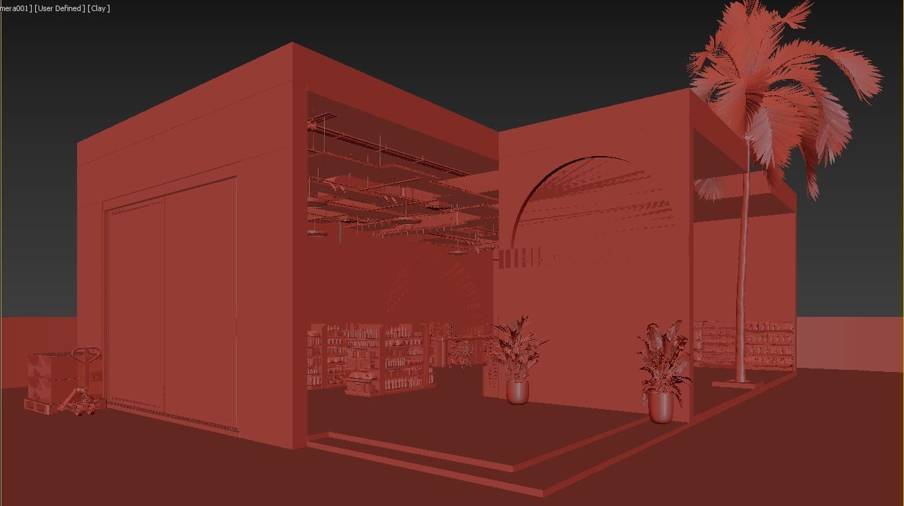 Realistic 3DModel  Modern Grocery Shop Detail Interior and Outer 3D model_3