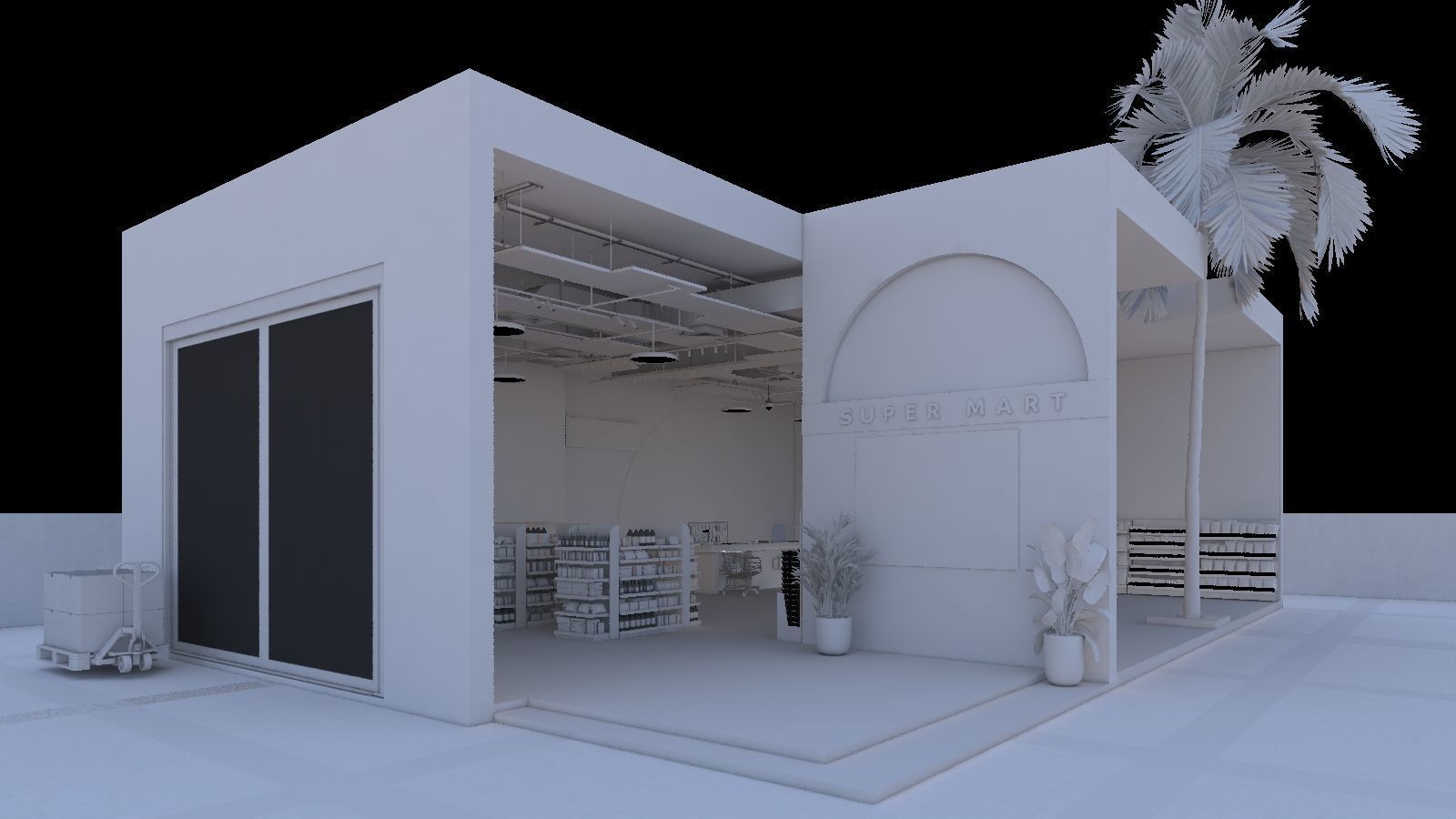 Realistic 3DModel  Modern Grocery Shop Detail Interior and Outer 3D model_1